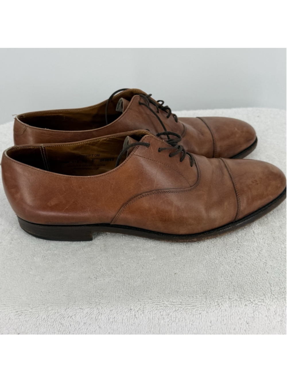 Echtes Leder Brampton Cap Toe Brown Leather Oxfords Men’s Size 10E US 11B UK
